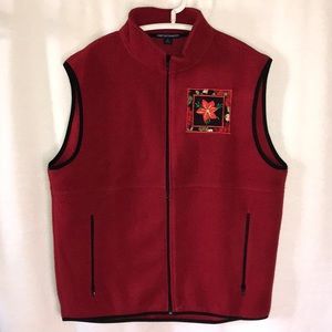 Holiday/Christmas embroidered fleece vest, size XL